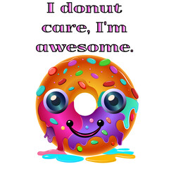 Fancy glazed donut in vibrant art for promotional stickers