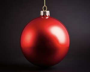 Isolated Christmas Ornament. Red Christmas Ball with Festive Decorations and Ornaments.