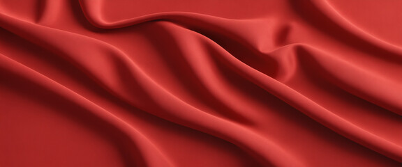 Obraz premium Abstract background of red crumpled fabric. Cloth with folds. Colorful illustration. Generative AI