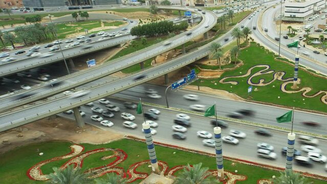 Riyadh Saudi Arabia, Stock Video Footage.  Capital of Saudi Arabia. Traffic on the Roads in Riyadh   