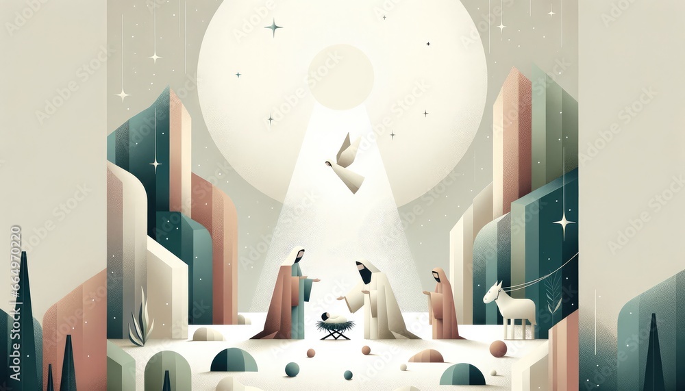 Poster nativity scene in the night