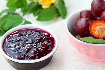 natural organic plums on the table