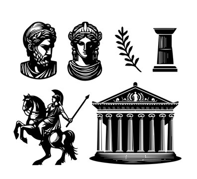 ancient greek temple vector set
