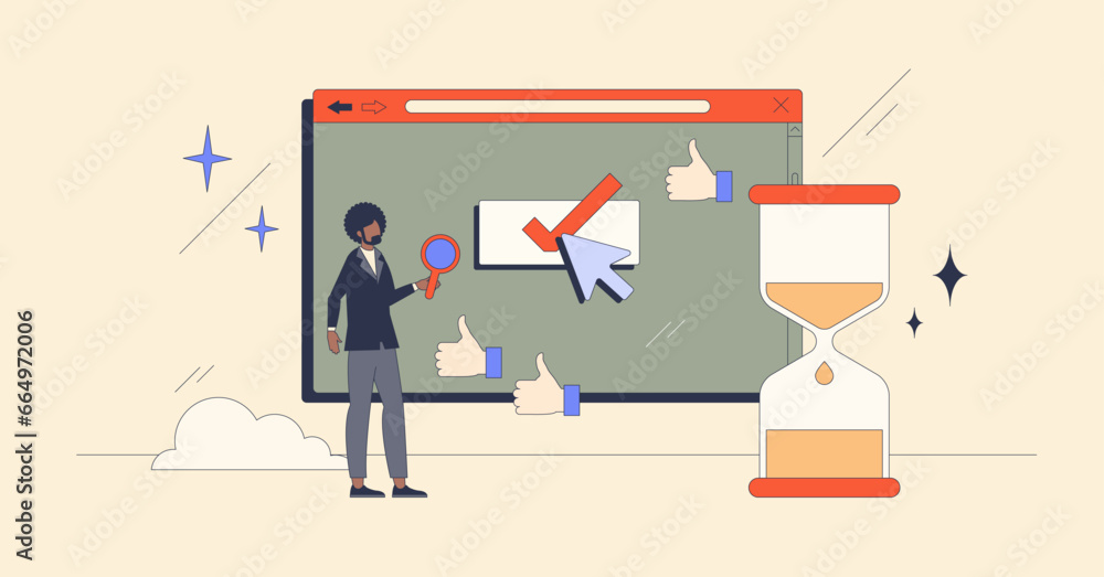 Aufkleber conversion rate optimization to improve website efficiency retro tiny person concept. business marke