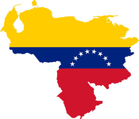 Fototapeta premium A contour map of Wenezuela. Graphic illustration on a white background with the national flag superimposed on the country's borders