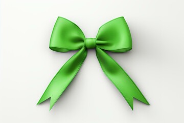 Single green ribbon on plain background. 3D illustration. Generative AI