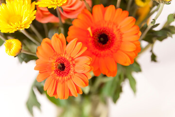 Bouquet of beautiful bright flowers. Floral composition.