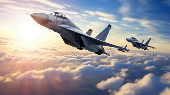military aircraft fighters in the sky