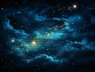 Fototapeta premium Starry Blue Night Sky. Universe Filled with Stars