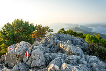 Beautiful view from the top of the Osorcica Televrina mountain on the island of Losinj, Croatia