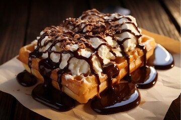 A delicious whipped chocolate waffle
