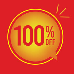 100% OFF, Super Discount. Discount Promotion Special Offer, 100% Discount, special offer. Red balloon banner template
