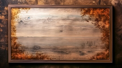 Shabby wooden background in frame, copy space.