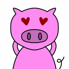cute pig cartoon on white background , illustration