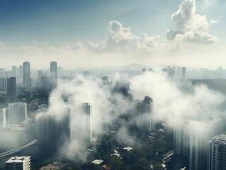 air pollution dust, urban smoke in the big city