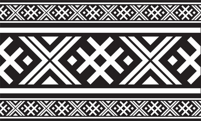 Vector  monochrome seamless Belarusian national ornament. Ethnic endless black border, Slavic peoples frame.