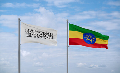 Ethiopia and Afghanistan flags, country relationship concept