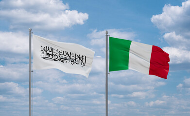 Italy and Afghanistan flags, country relationship concept