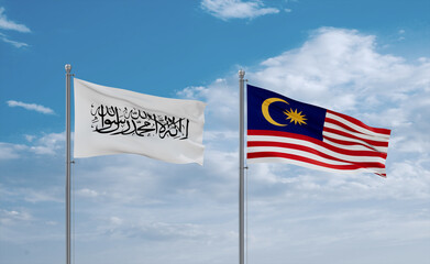 Malaysia and Afghanistan flags, country relationship concept