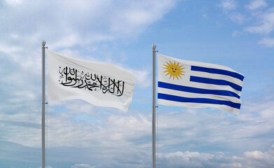 Uruguay and Afghanistan flags, country relationship concept