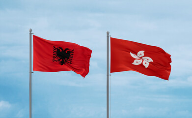 Hong Kong and Albania flags, country relationship concept