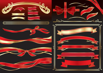 豪華なリボンと飾り罫セット