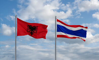 Thailand and Albania flags, country relationship concept