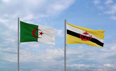 Brunei and Algeria flags, country relationship concepts