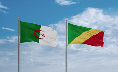 Congo and Algeria flags, country relationship concept