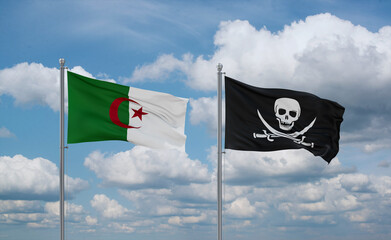 Pirate and Algeria flags, country relationship concept