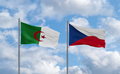 Czech Republic and Algeria flags, country relationship concept