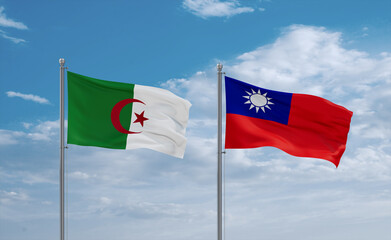 Taiwan and Algeria flags, country relationship concept