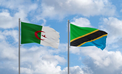 Tanzania and Algeria flags, country relationship concept
