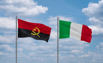 Italy and Angola flags, country relationship concept