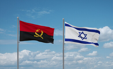 Israel and Angola flags, country relationship concept