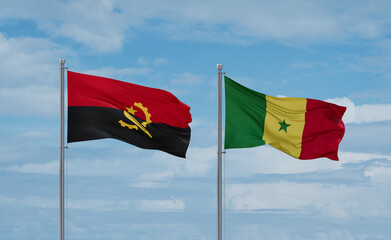 Senegal and Angola flags, country relationship concept