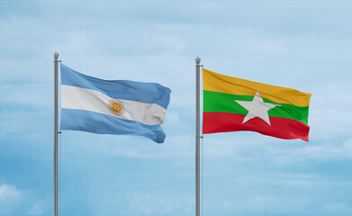 Myanmar Faso and Argentina flags, country relationship concept