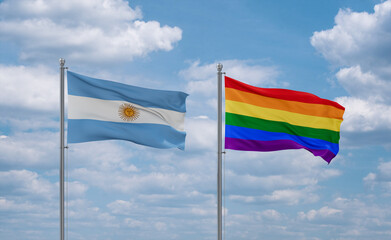 Gay Pride and Argentina flags, country relationship concept