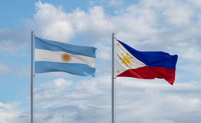 Philippines and Argentina flags, country relationship concept