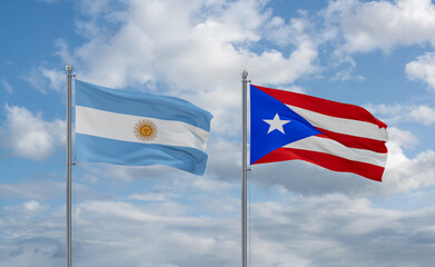 Puerto Rico and Argentina flags, country relationship concept