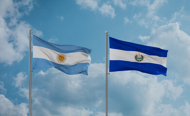 Salvador and Argentina flags, country relationship concept