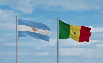 Senegal and Argentina flags, country relationship concept
