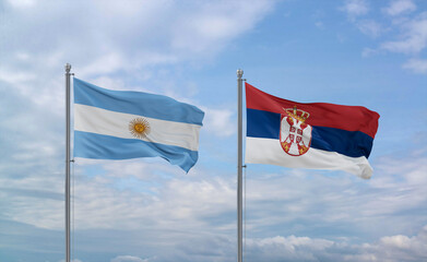Serbia and Argentina flags, country relationship concept