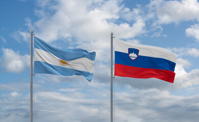 Slovenia and Argentina flags, country relationship concept