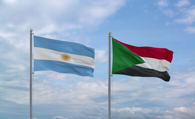 Sudan and Argentina flags, country relationship concept