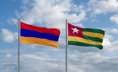 Togo and Armenia flags, country relationship concept