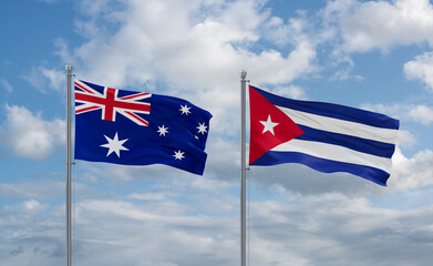 Cuba and Australia flags, country relationship concept