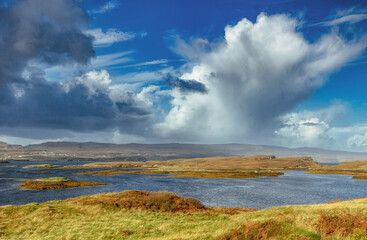 Friedliche, verlassene Orte in Schottland.
Torfmoore sind permanent überschwemmte Feuchtgebiete...