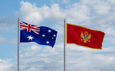 Fototapeta premium Montenegro and Australia flags, country relationship concept