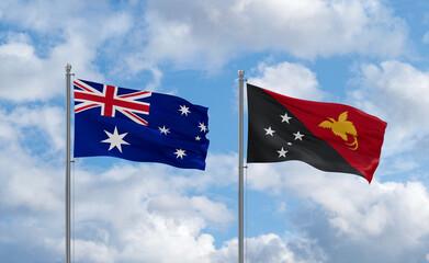 Papua New Guinea and Australia flags, country relationship concept